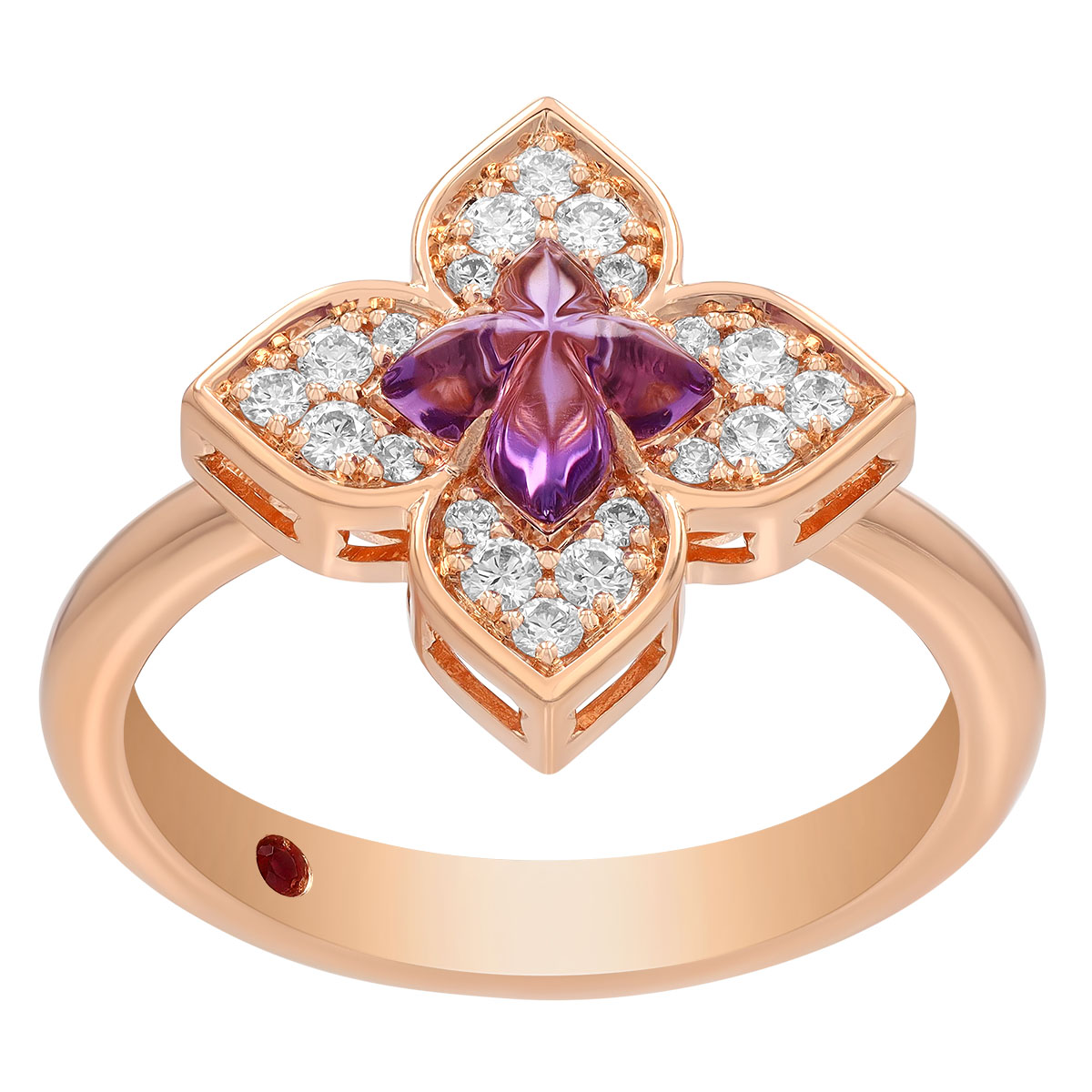 Roberto Coin Venetian Princess Carnival Amethyst & Diamond Ring in Rose Gold