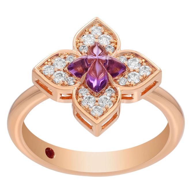 Roberto Coin Venetian Princess Carnival Amethyst & Diamond Ring in Rose Gold