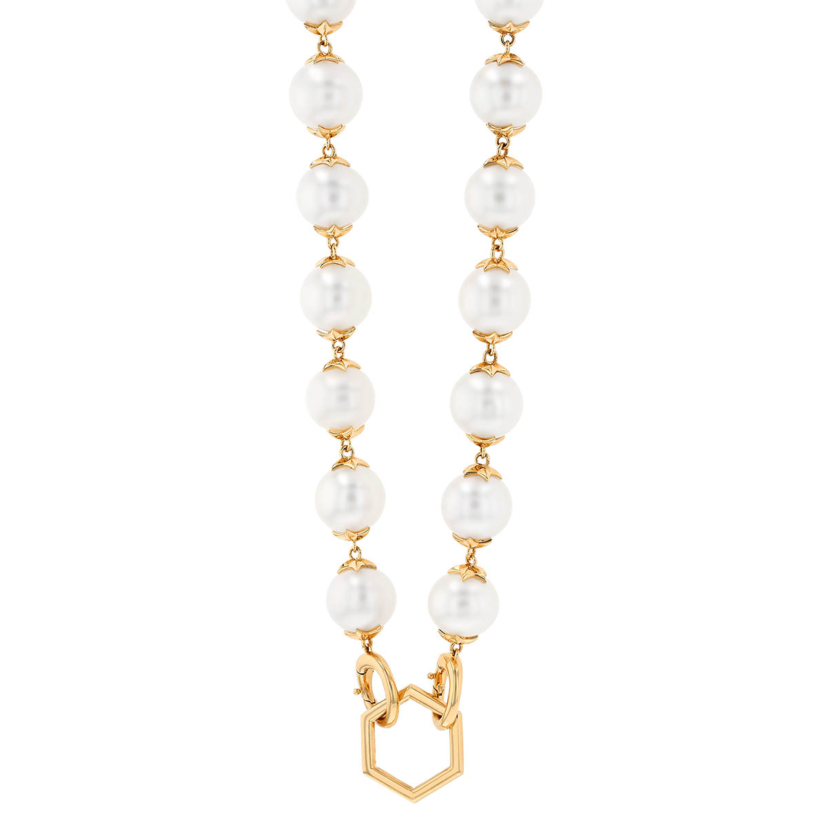 Harwell Godfrey Supernova Star Cap Pearl Necklace in Yellow Gold, 20