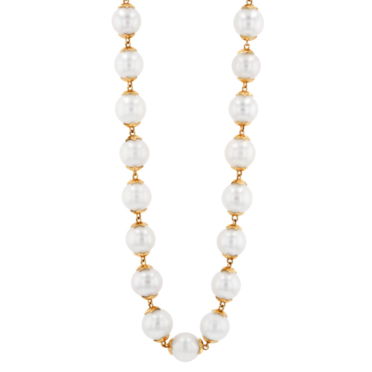 Harwell Godfrey Supernova Star Cap Pearl Necklace in Yellow Gold, 20