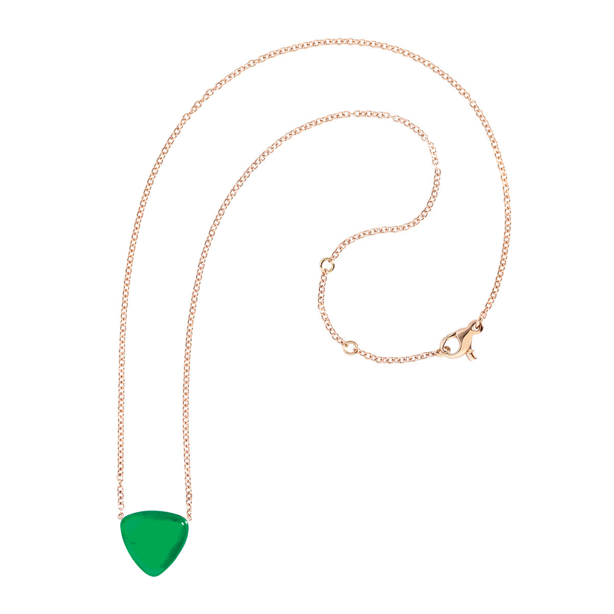 Vhernier Freccia Trillion Jade & Rock Crystal Quartz Necklace in Yellow Gold, 16