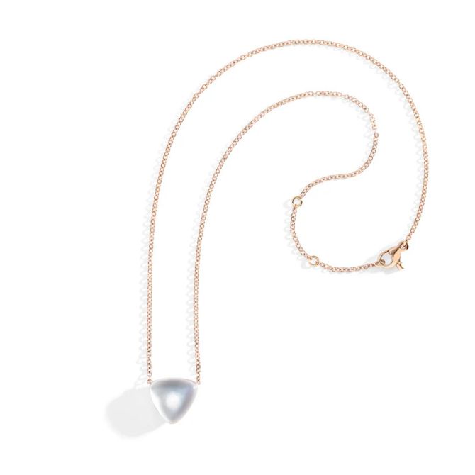 Vhernier Freccia Trillion Mother of Pearl & Rock Crystal Quartz Necklace in Yellow Gold, 16"