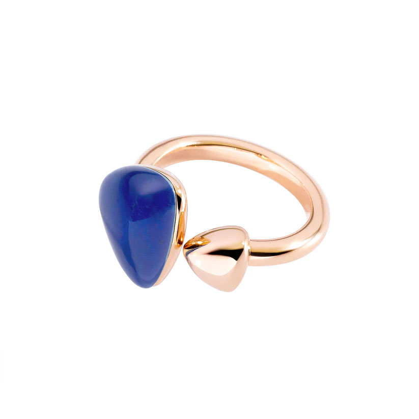 Vhernier Freccia Trillion Lapis Lazuli & Rock Crystal Quartz Ring in Yellow Gold