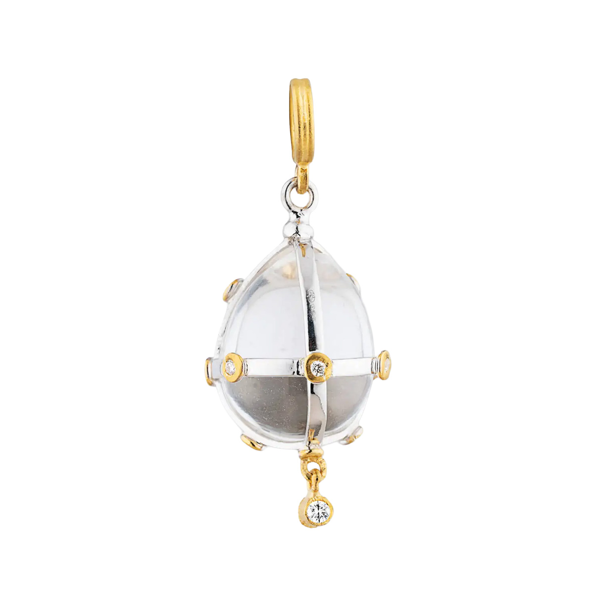 Lika Behar Caged Crystal Quartz Charm in Sterling Silver & Yellow Gold