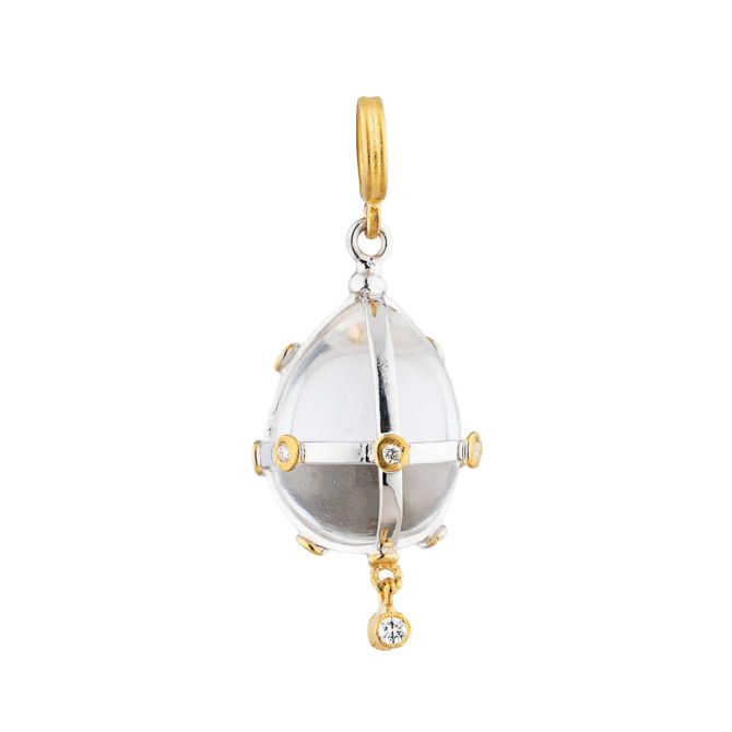 Lika Behar Caged Crystal Quartz Charm in Sterling Silver & Yellow Gold