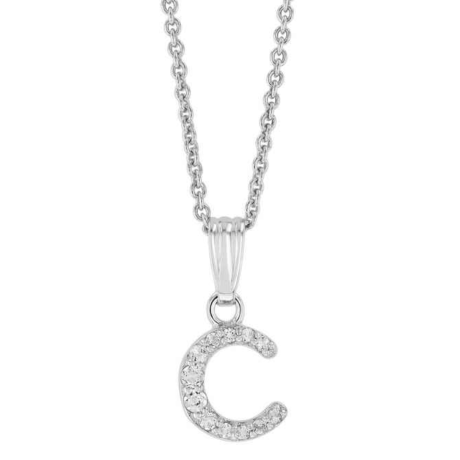Children's White Topaz Initial Pendants in Sterling Silver, 15"