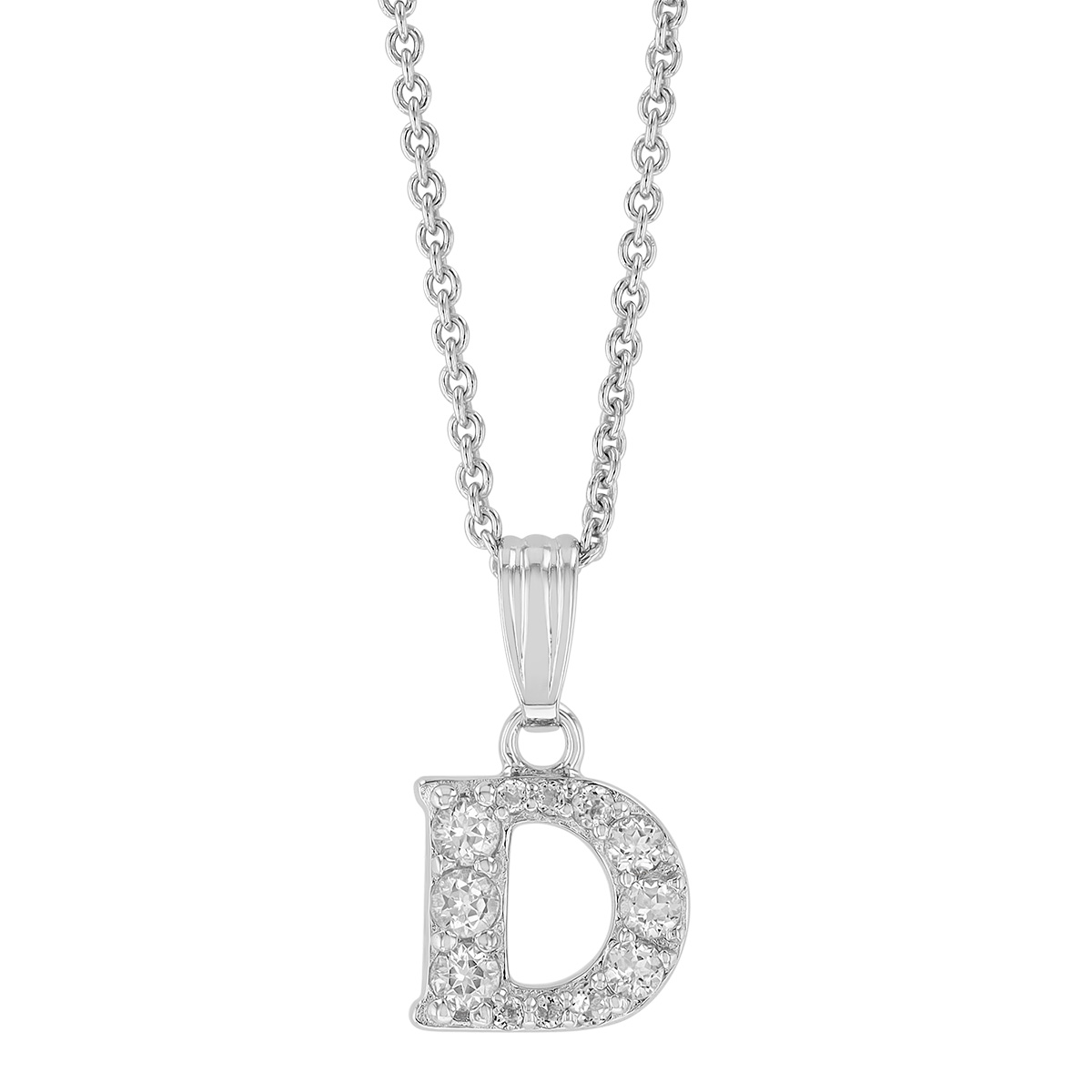 Children's White Topaz Initial Pendants in Sterling Silver, 15