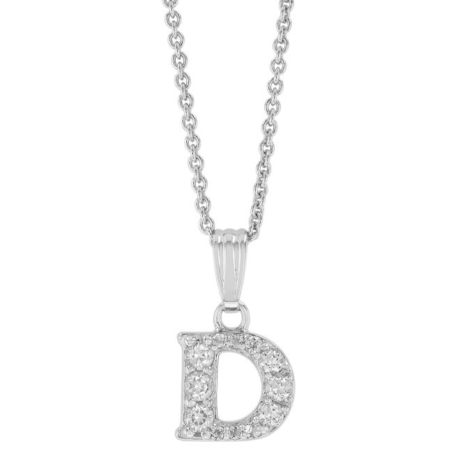 Children's White Topaz Initial Pendants in Sterling Silver, 15"