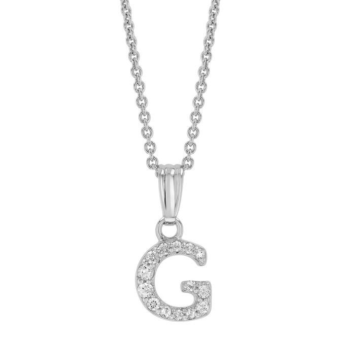 Children's White Topaz Initial Pendants in Sterling Silver, 15"