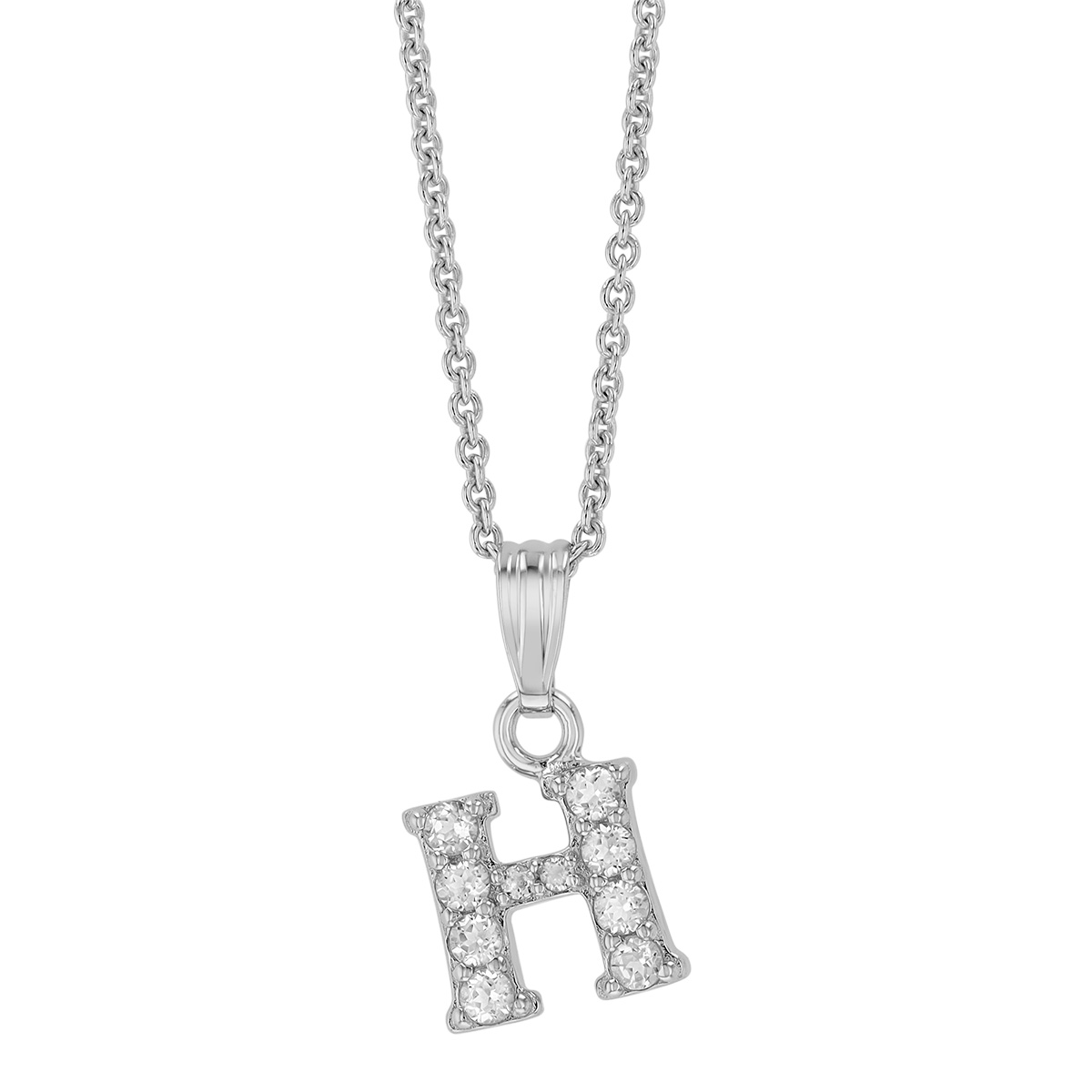 Children's White Topaz Initial Pendants in Sterling Silver, 15