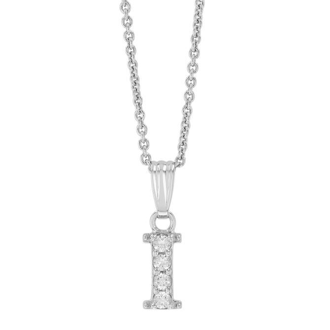 Children's White Topaz Initial Pendants in Sterling Silver, 15"
