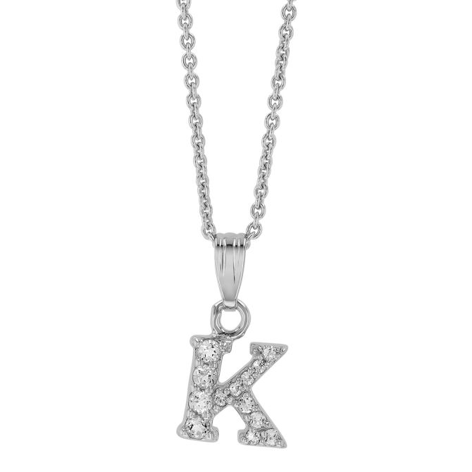Children's White Topaz Initial Pendants in Sterling Silver, 15"