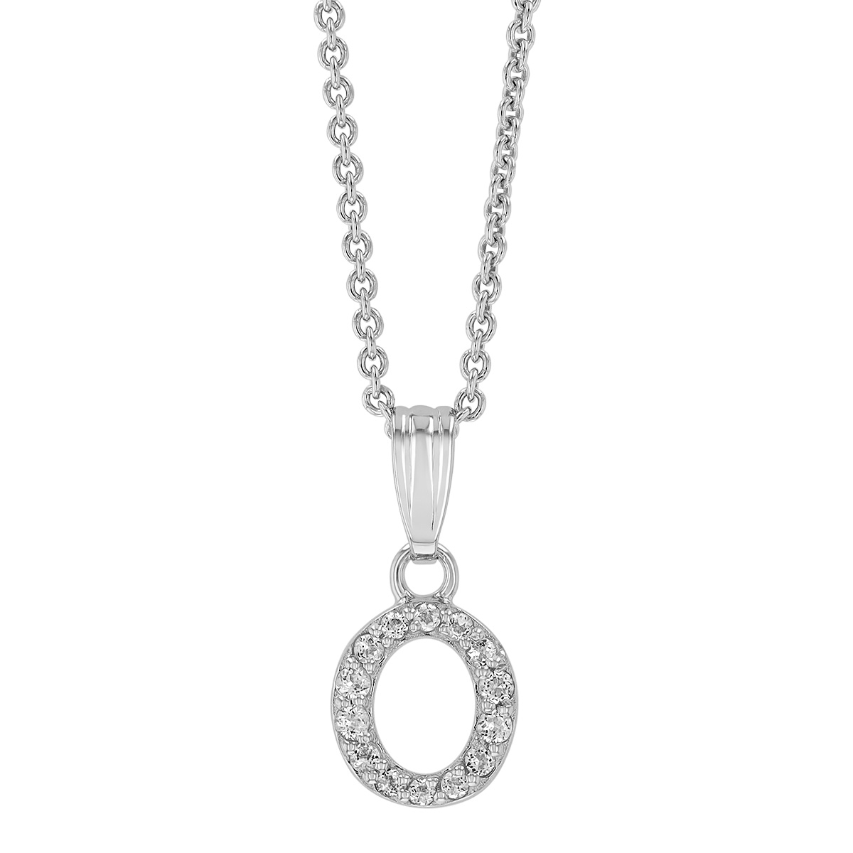 Children's White Topaz Initial Pendants in Sterling Silver, 15
