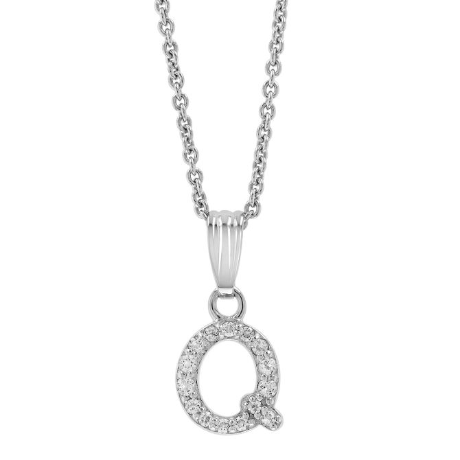 Children's White Topaz Initial Pendants in Sterling Silver, 15"