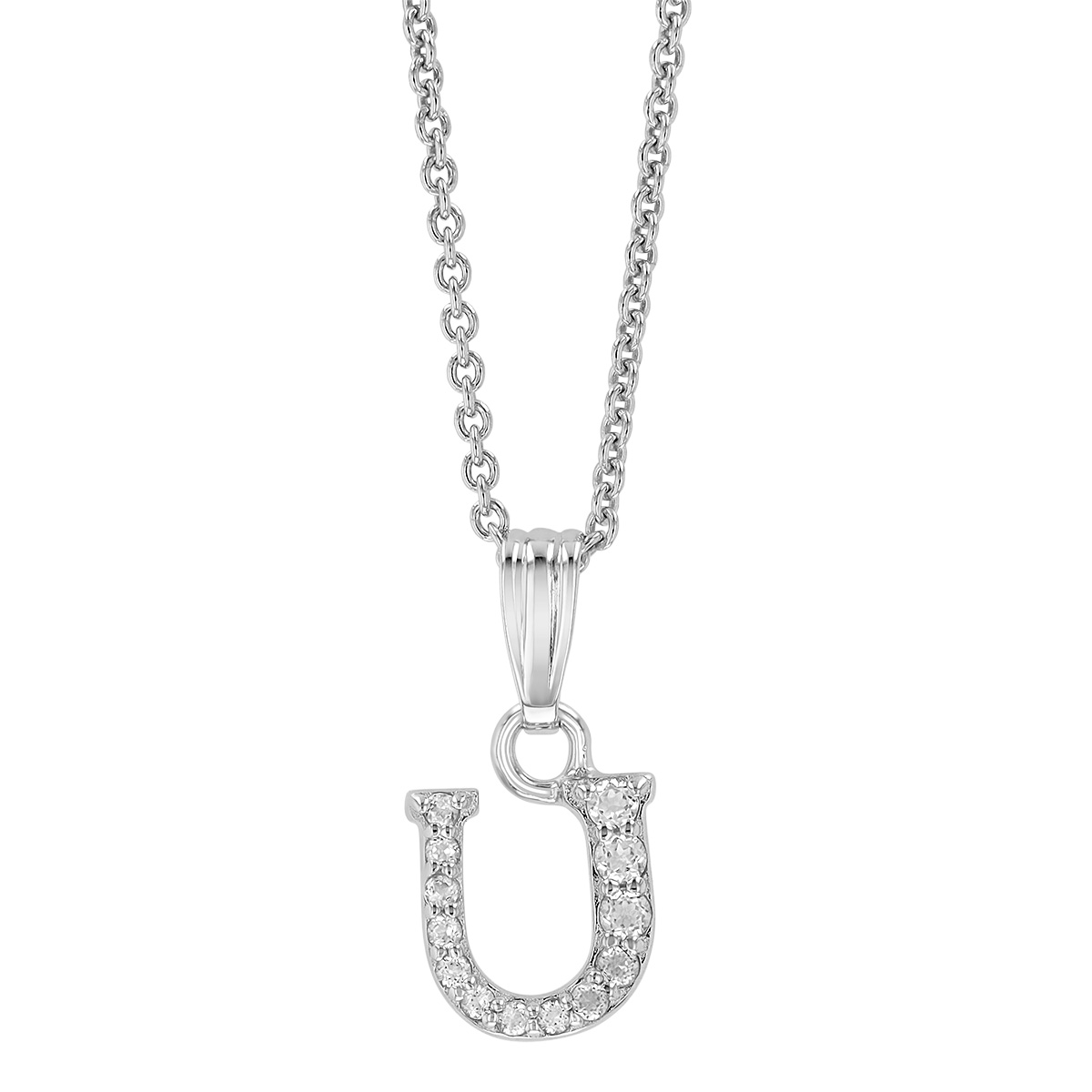 Children's White Topaz Initial Pendants in Sterling Silver, 15