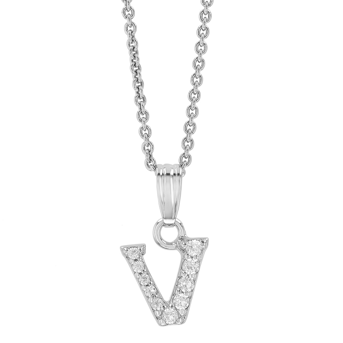 Children's White Topaz Initial Pendants in Sterling Silver, 15