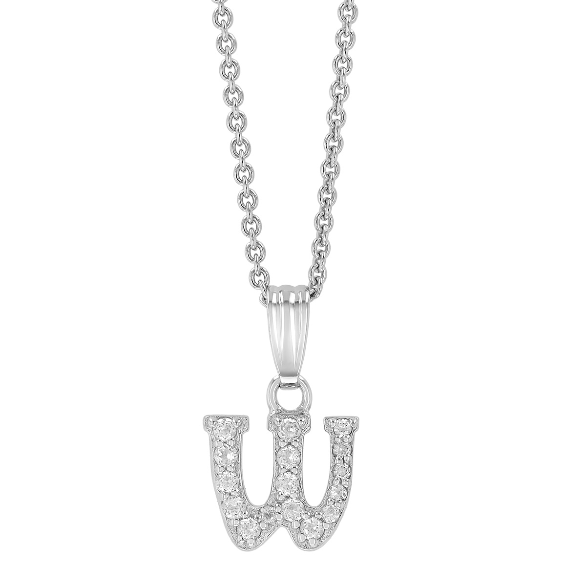 Children's White Topaz Initial Pendants in Sterling Silver, 15