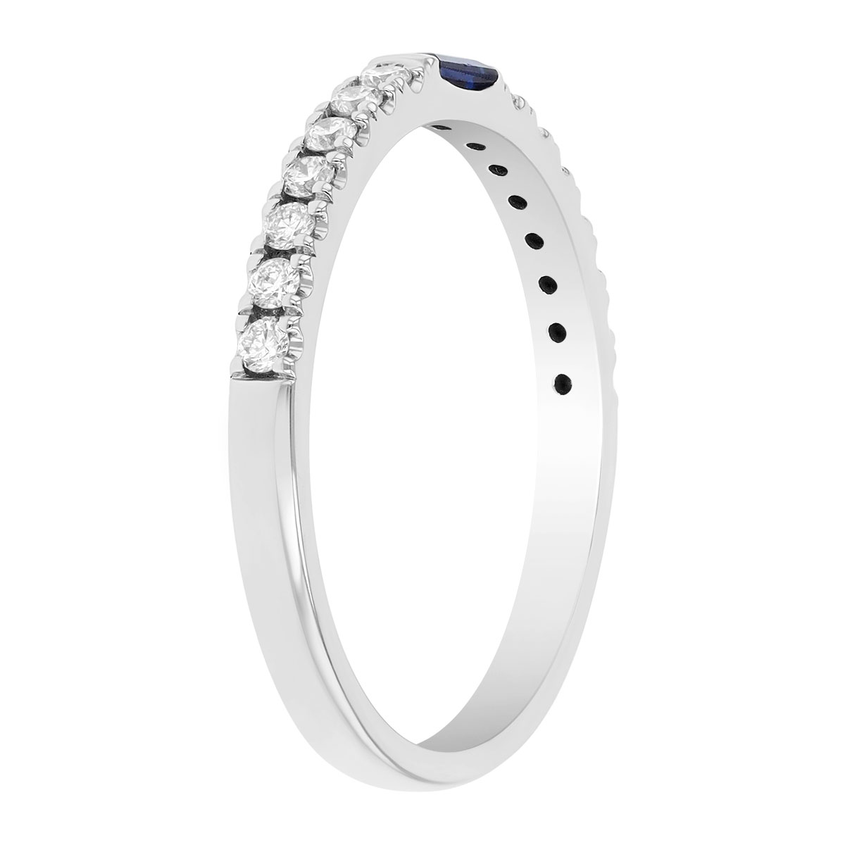 Baguette Sapphire & Diamond Ring in White Gold