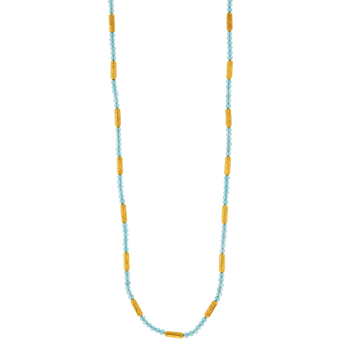 Gurhan Blue Apatite & 24K Yellow Gold Bead Necklace, 18
