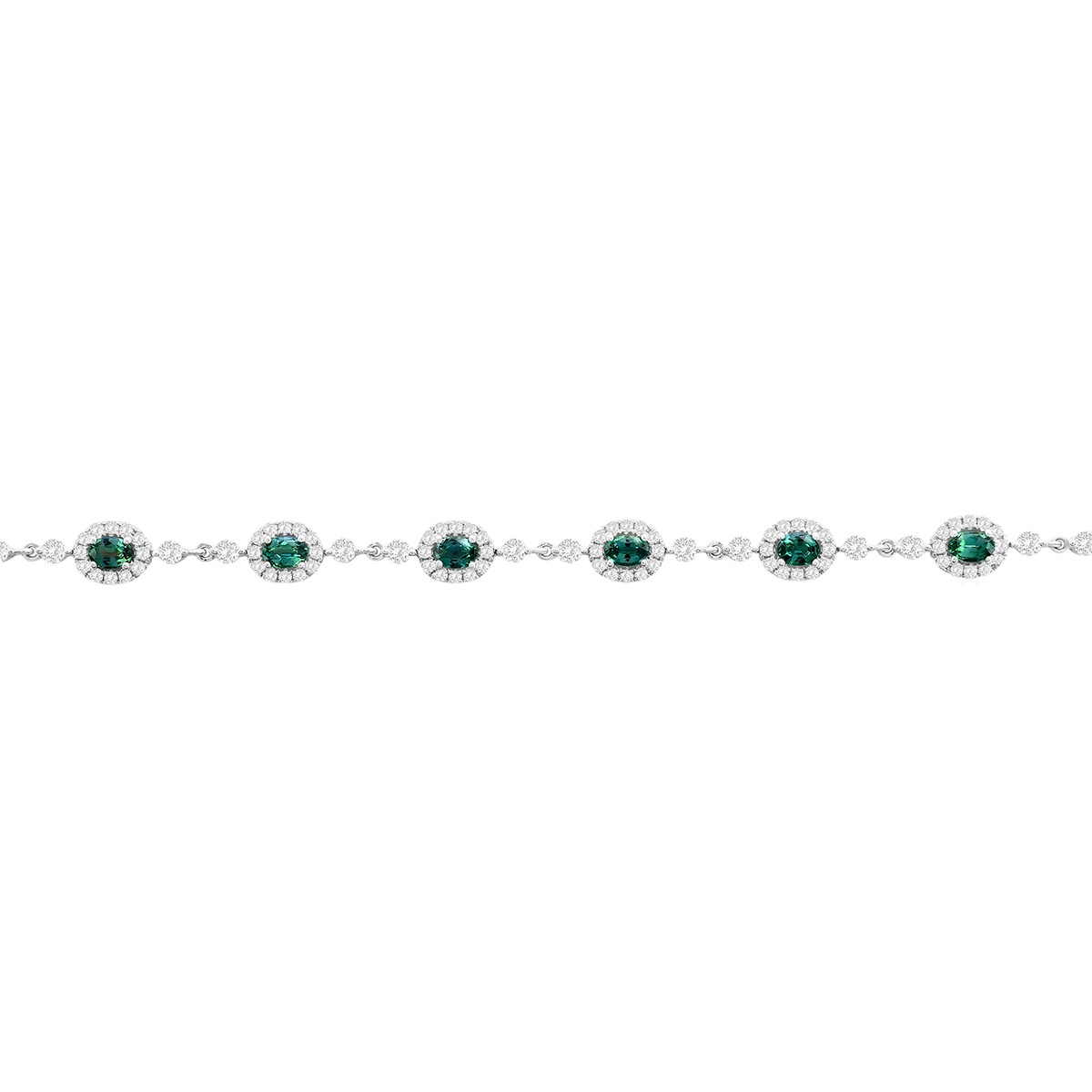 Oval Alexandrite & Diamond Halo Bracelet in White Gold