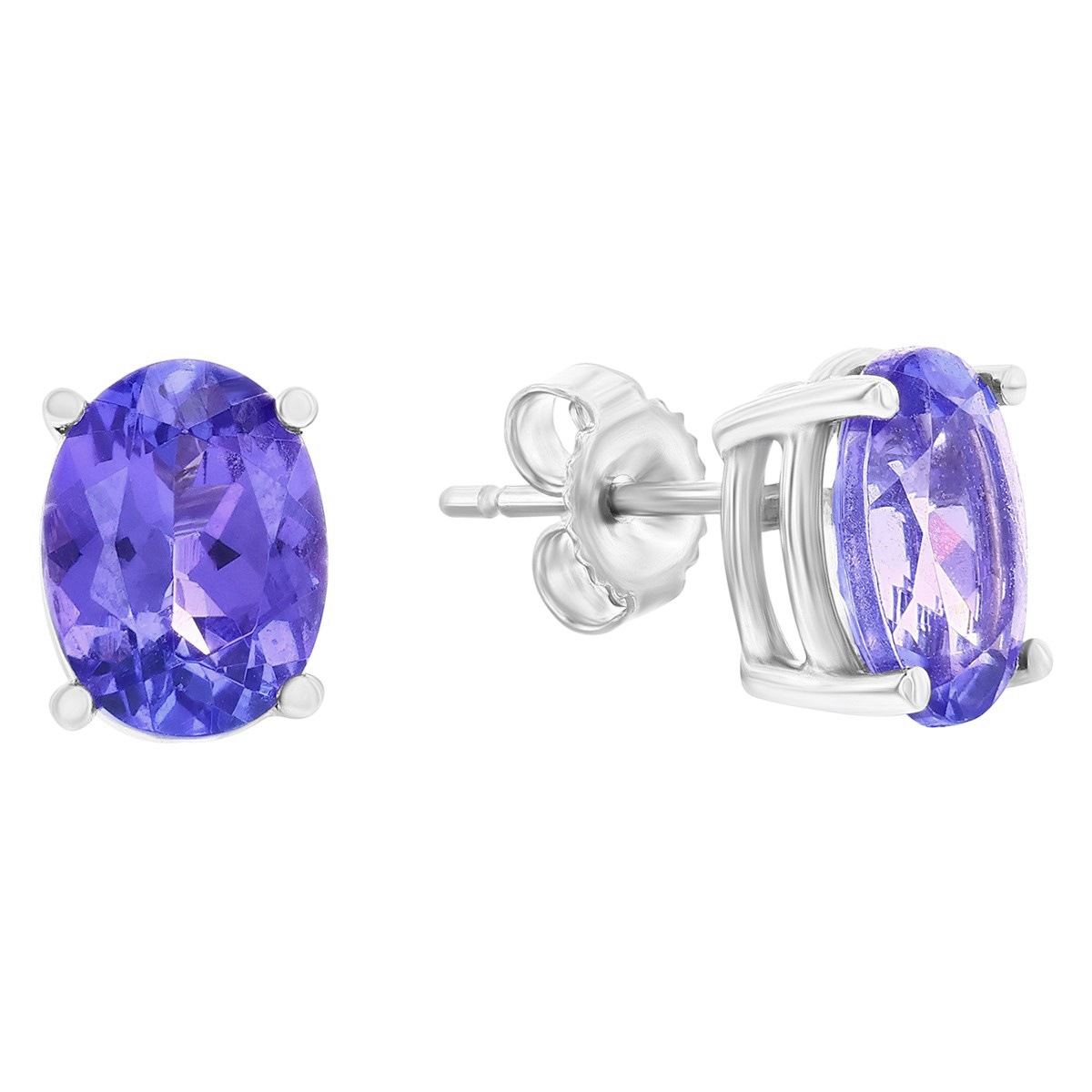 Oval Tanzanite Stud Earrings in White Gold