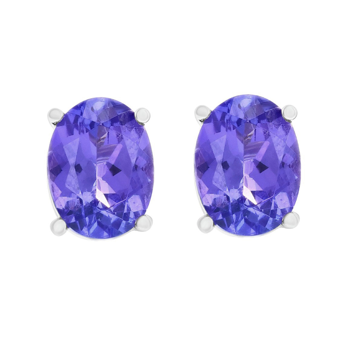 Oval Tanzanite Stud Earrings in White Gold
