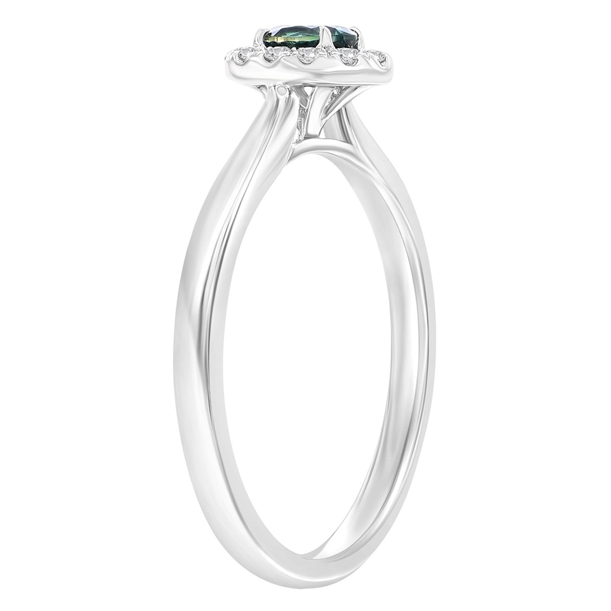Oval Alexandrite & Diamond Halo Ring in White Gold