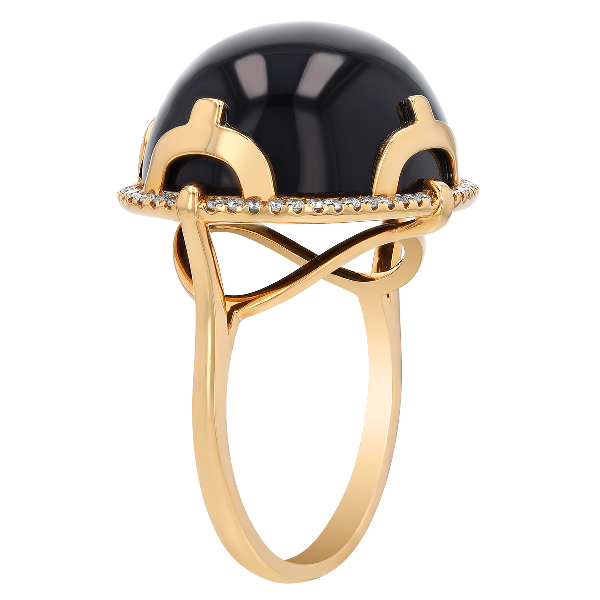Oval Cabochon Tourmaline & Diamond Halo Ring in Yellow Gold
