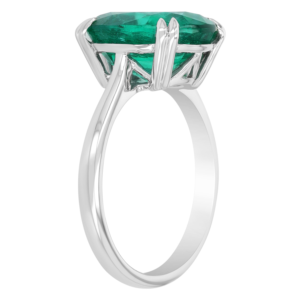 Oval Emerald Solitaire Ring in White Gold