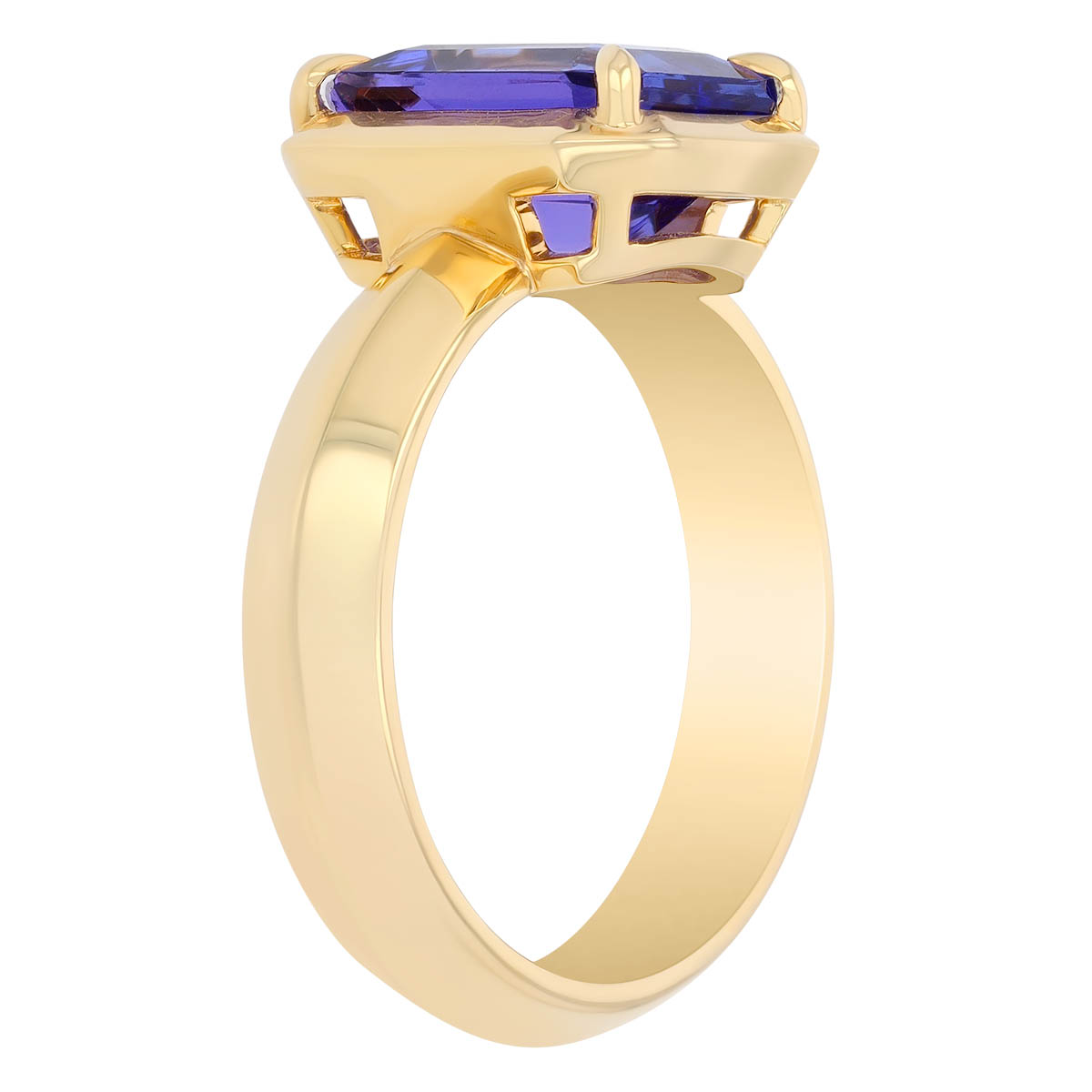 Emerald Cut Tanzanite Solitaire Ring in Yellow Gold