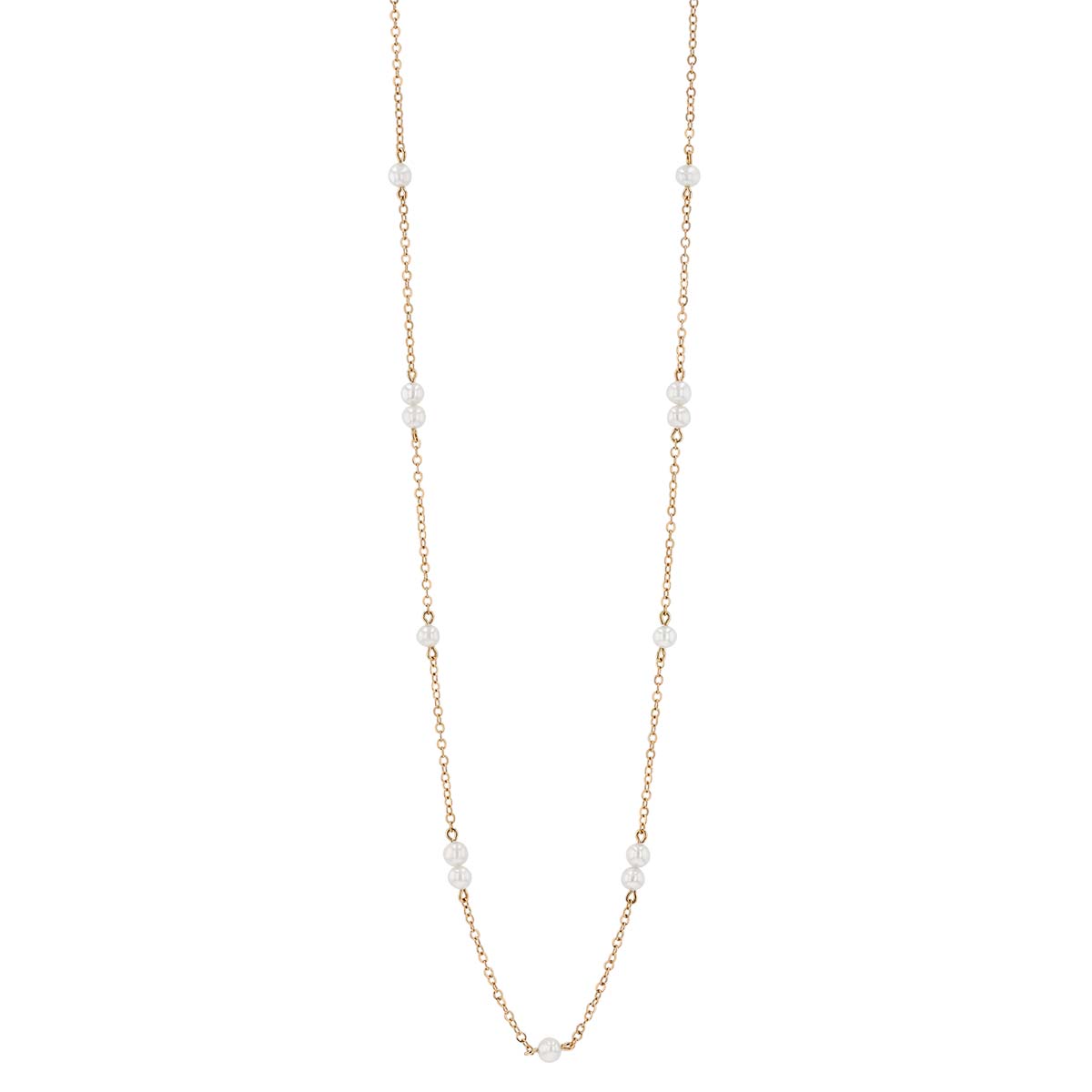 Freshwater Cultured Pearl Station by Yard Necklace in Yellow Gold, 18