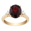 Oval Garnet & Diamond 3 Stone Ring in Yellow Gold