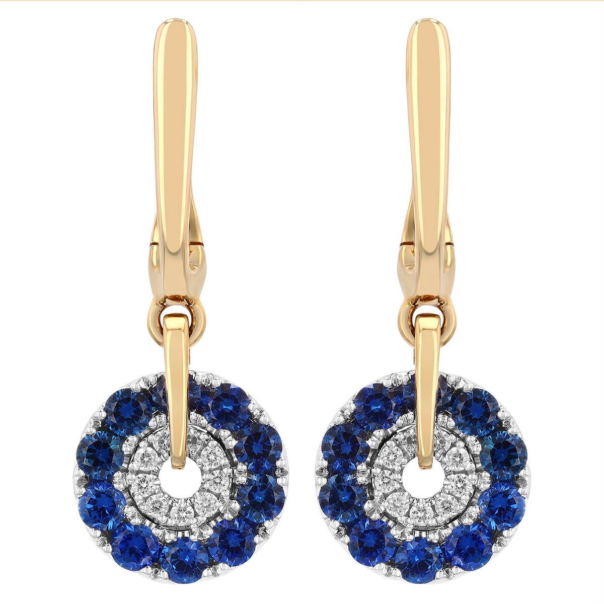 Frederic Sage Firenze Sapphire & Diamond Circle Dangle Earrings in Two Tone