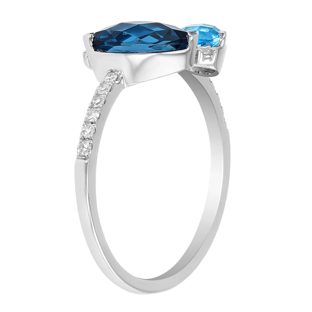Blue Mixed Gemstone & Diamond Cluster Ring in White Gold
