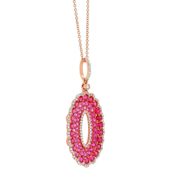 Ruby Pav Diamond Oval Scalloped Pendant in Rose Gold Borsheims