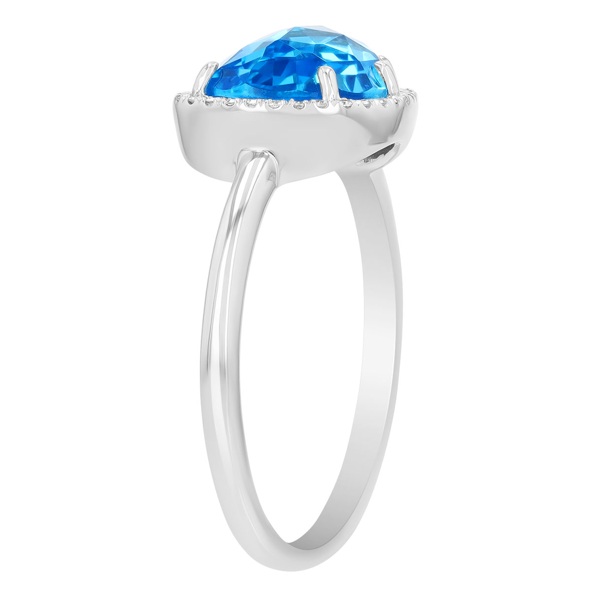Freeform Blue Topaz & Diamond Halo Ring in White Gold