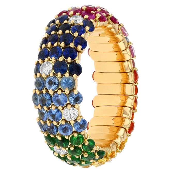 Zydo Multicolored Sapphire, Tsavorite Garnet Diamond Rainbow