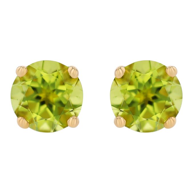 Round Peridot Stud Earrings in Yellow Gold, mm Borsheims