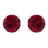 Round Garnet Stud Earrings in White Gold, 5 mm