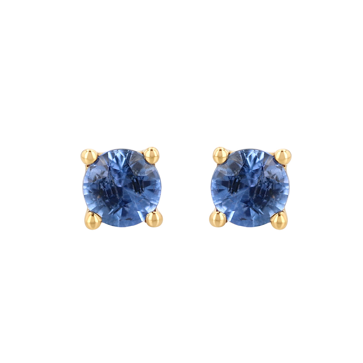 Dainty Round Sapphire Stud Earrings in Yellow Gold