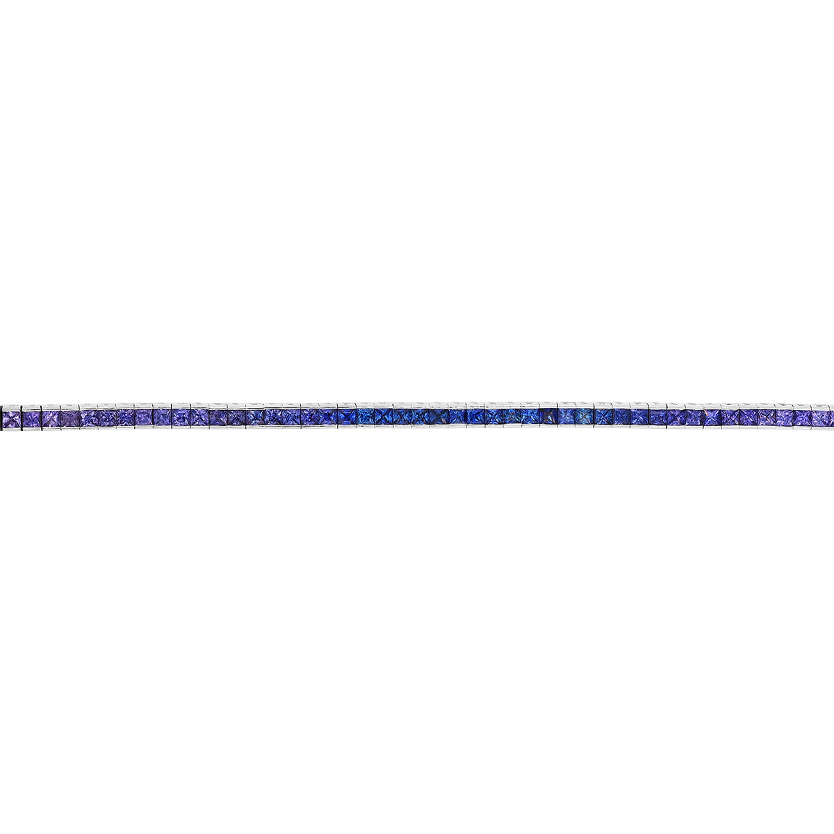 Blue & Purple Sapphire Gradient Bar Set Tennis Bracelet in white Gold, 6.75