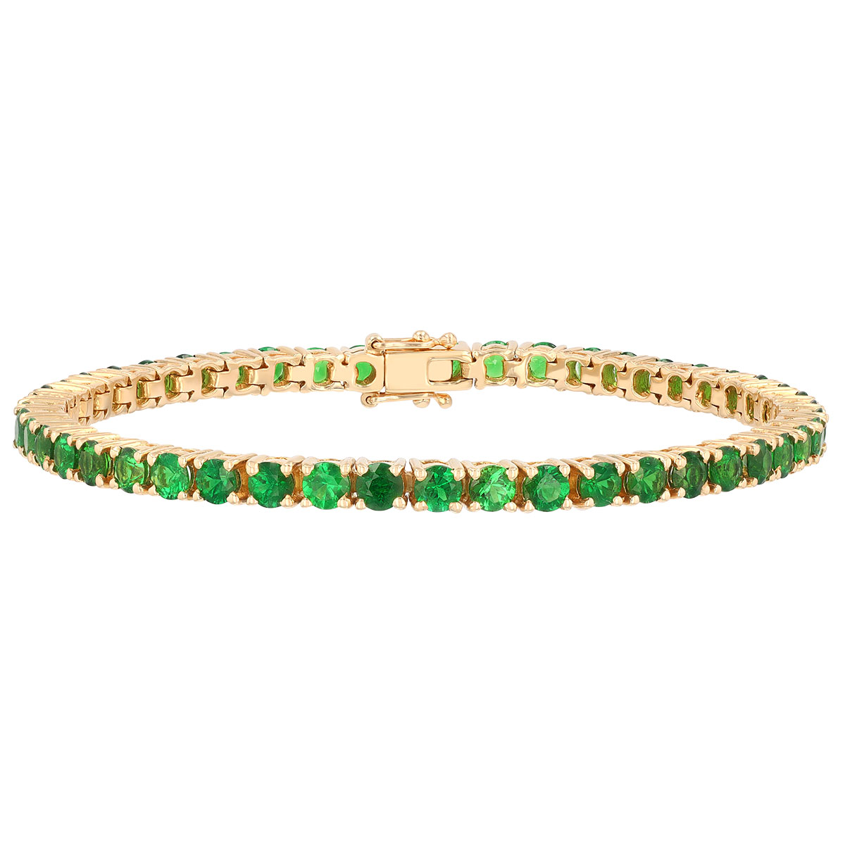 Tsavorite Garnet Tennis Bracelet in Yellow Gold, 7