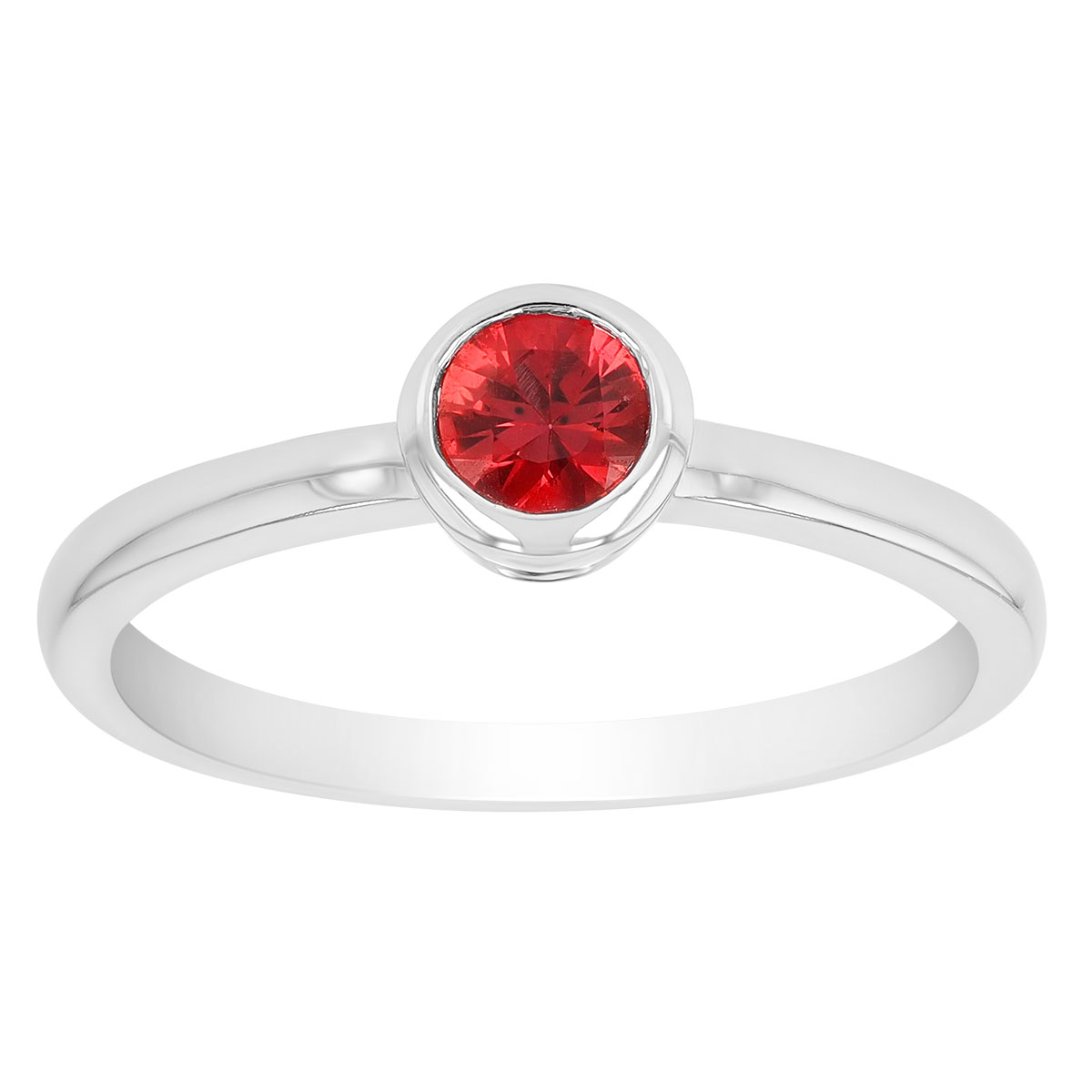 Round Ruby Bezel Set Ring in White Gold