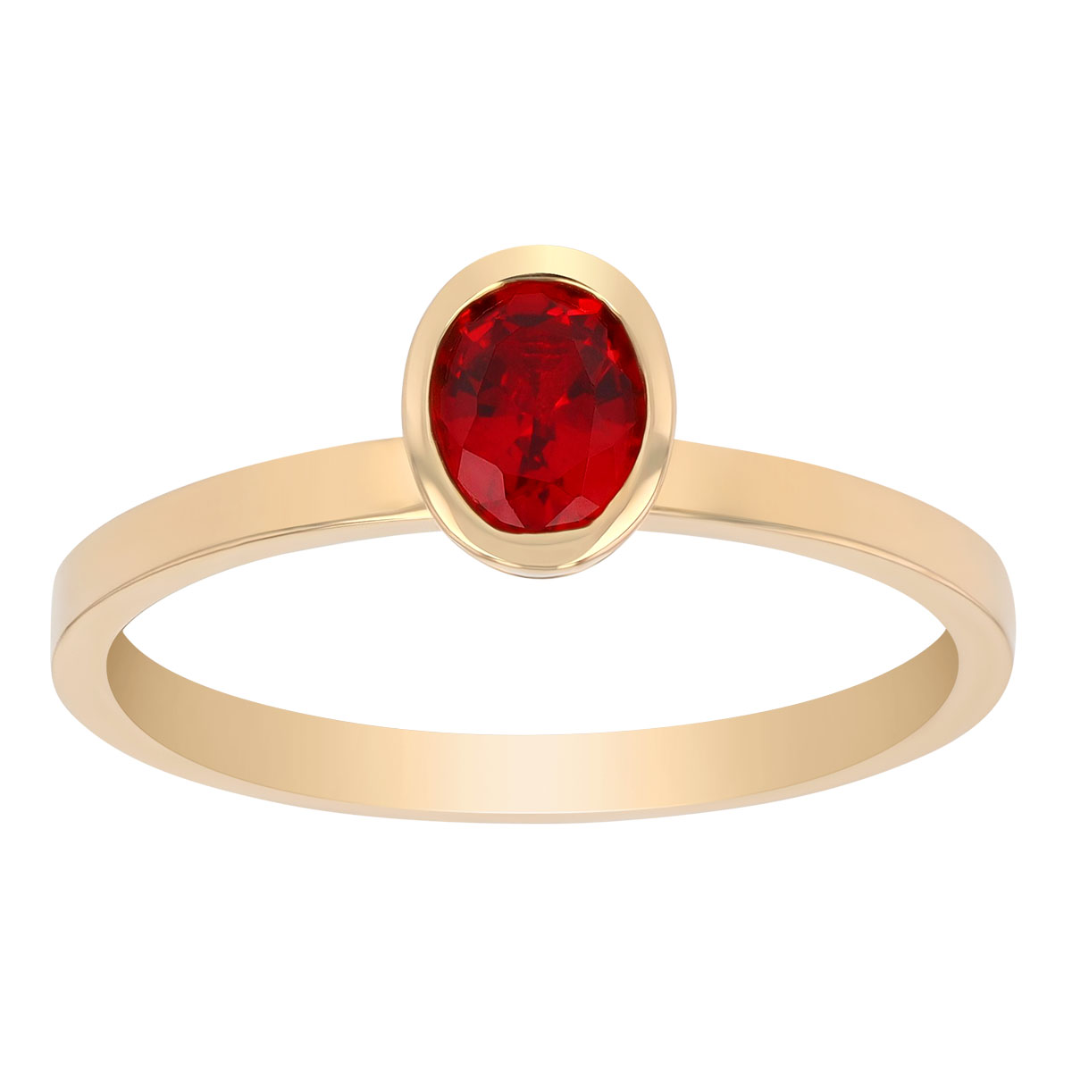 Oval Orange Sapphire Bezel Set Ring in Yellow Gold
