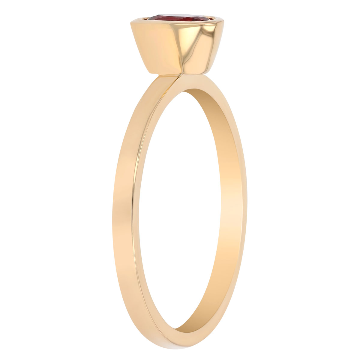 Oval Orange Sapphire Bezel Set Ring in Yellow Gold