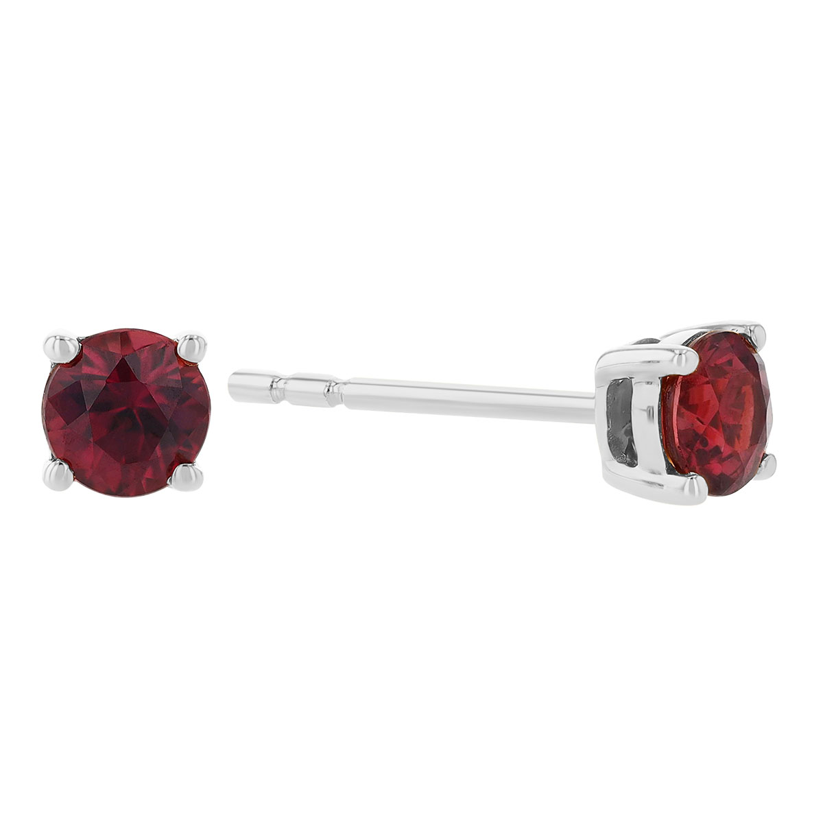 Round Ruby Stud Earrings in White Gold, .53 cttw