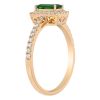 Emerald Cut Tsavorite Garnet & Diamond Halo Ring in Yellow Gold