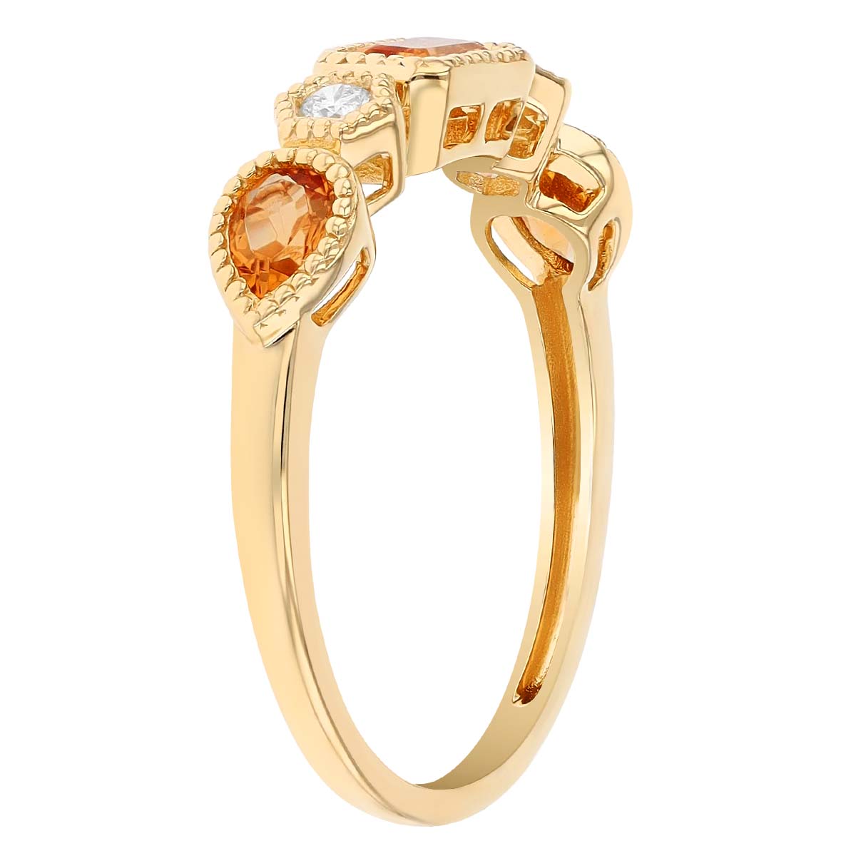 Mixed Shape Citrine & Diamond Bezel Set Ring in Yellow Gold