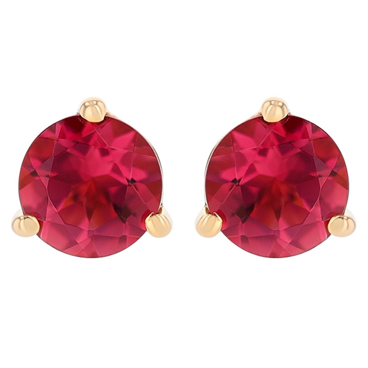 Round Pink Tourmaline Stud Earrings in Yellow Gold, 4 mm