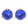 Round Tanzanite Stud Earrings in Yellow Gold, 4 mm